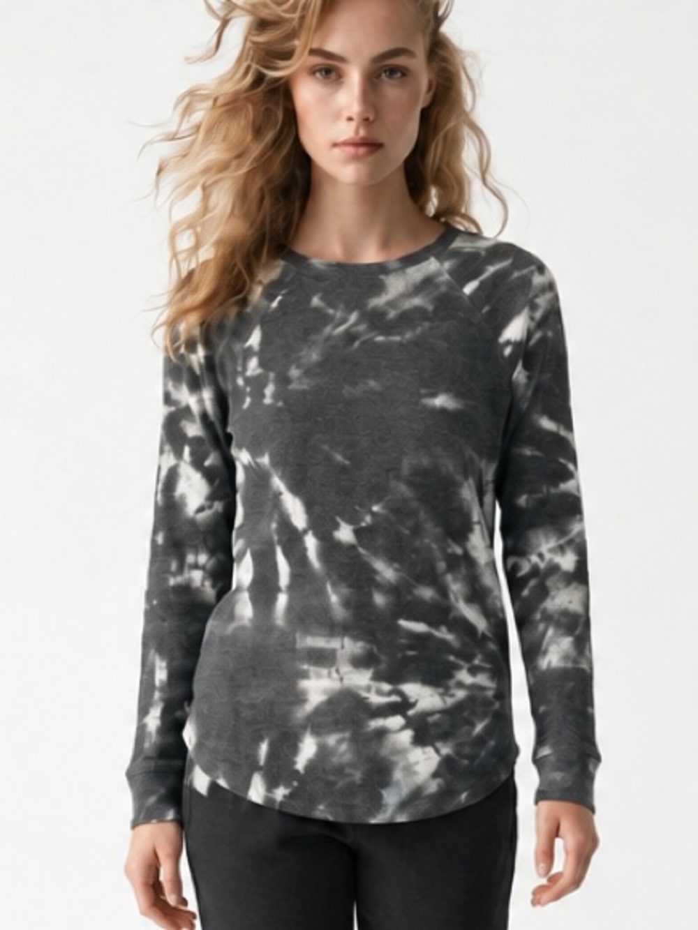 LuLaRoe Black & White Tie-Dye Long Sleeve Top